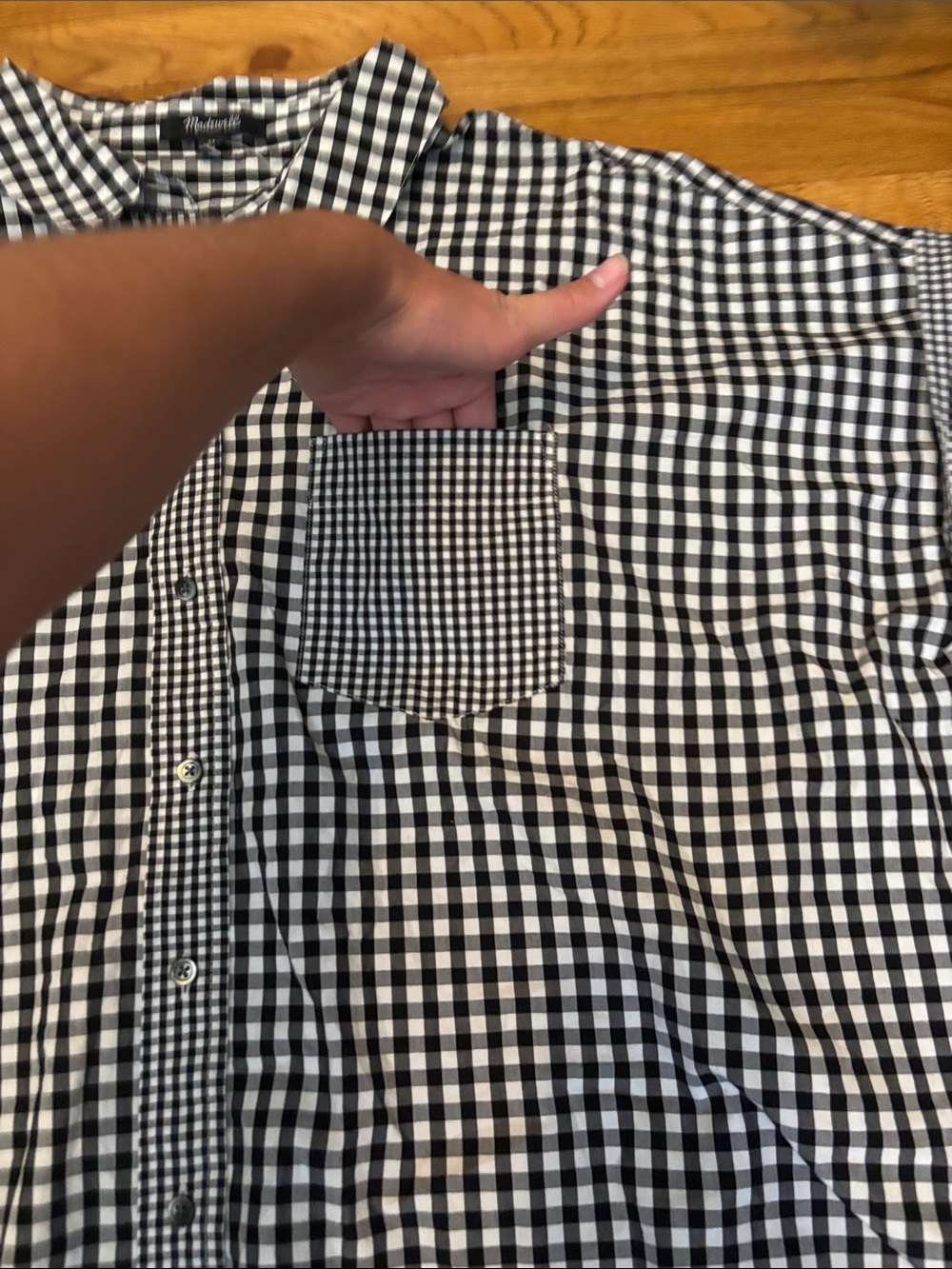Men's Black & White Gingham Button-Up Shirt - Picture 3 of 9